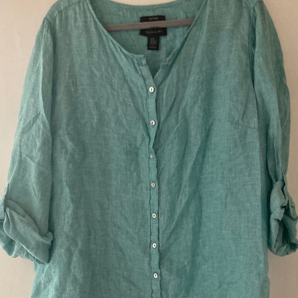 Tahari 100% Linen top / tunic  2X - Picture 1 of 4